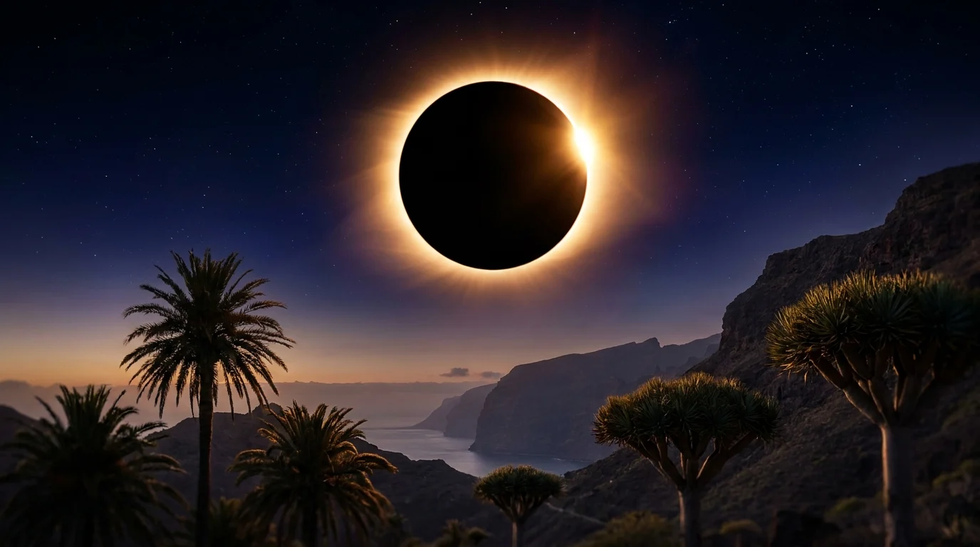 Eclipse 2026 en Canarias: porcentaje por isla y a qué hora